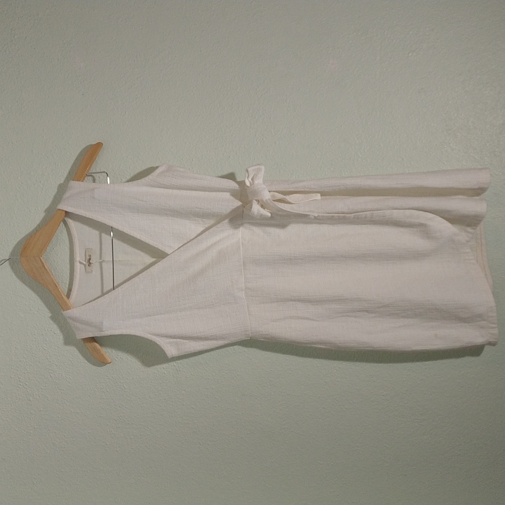 Madewell Crosshatch Side Tie Faux Wrap Sleeveless Dress Sz XS